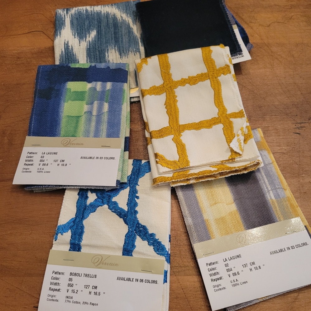 6 Designer fabric samples assorted firm price